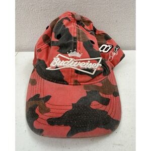 Budweiser NASCAR Dale Earnhardt Jr Red Camo Camouflage‎ Hat Cap Baseball Trucker
